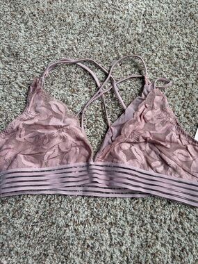 PINK Victoria's Secret Strappy Floral Lace Bralette in Dusty Pink
